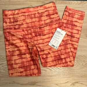 Athleta Elation Printed Capri Leggings Orange Tie Dye Stripe Leggings NWT